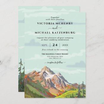 rustic mountain forest big sky wedding invitation