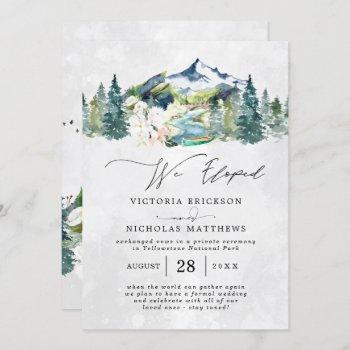 rustic mountain forest evergreen wedding elopement invitation