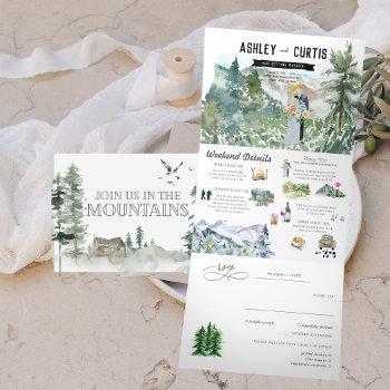 rustic mountain forest | wedding tri-fold invitation