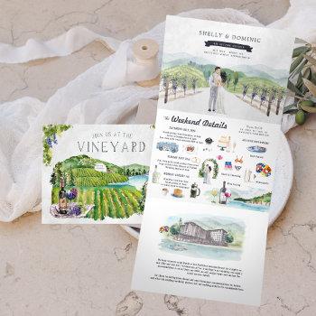 rustic mountain vineyard | wedding tri-fold invitation