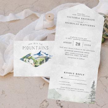 rustic mountain wedding all in one wedding invite