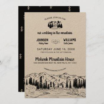 rustic mountain wedding invitation
