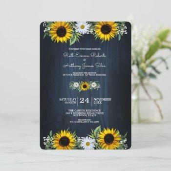 Small Rustic Navy Blue Sunflower|daisy Wedding Front View
