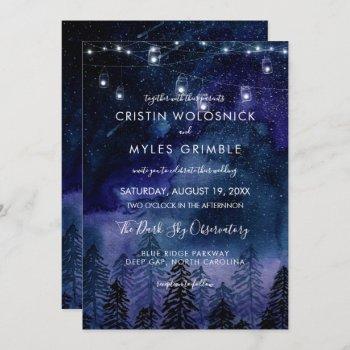 rustic night sky forest wedding invitation