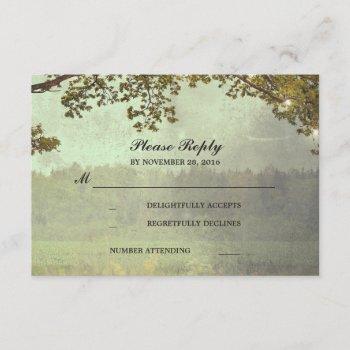 Small Rustic Oak Tree Lights Wedding Rsvp Front View