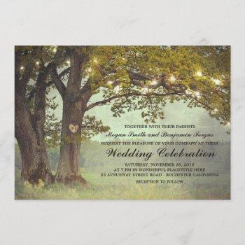 rustic oak tree romantic wedding invitation