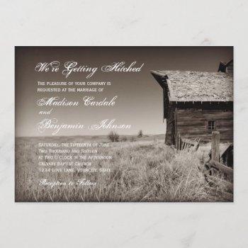 rustic old barn country wedding invitations