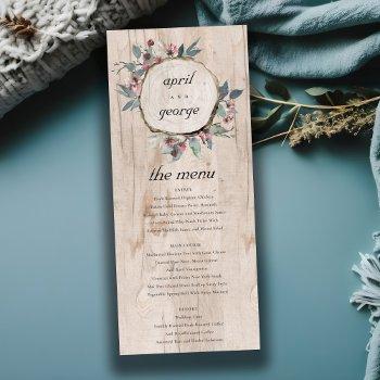rustic pink eucalyptus floral wedding menu card