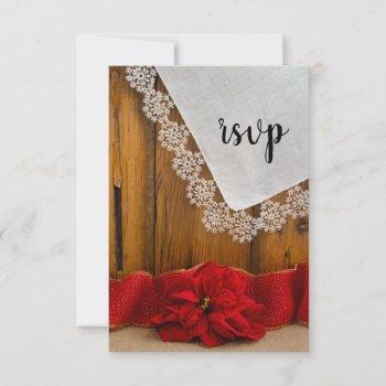 Small Rustic Poinsettia Winter Barn Wedding Rsvp Front View