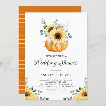 rustic pumpkin and sunflowers fall wedding shower invitation