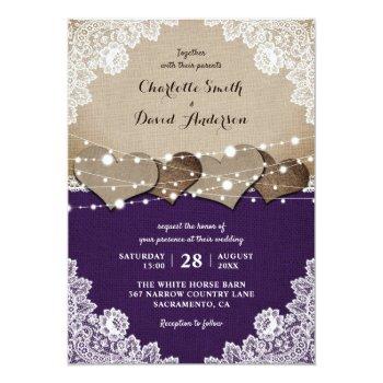 Small Rustic Purple Burlap Lace Wedding Front View