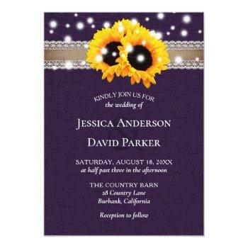 Small Rustic Purple Burlap Sunflower Wedding Front View