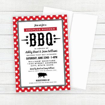 rustic red gingham wedding couples shower bbq invitation