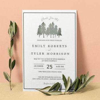 Small Rustic Sage Pine Trees Woodland Forest Wedding Front View