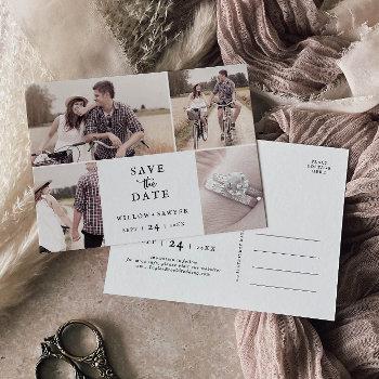 Small Rustic Script 4 Photo Template Save The Date Front View