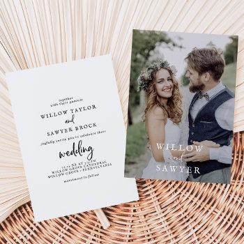 rustic script photo wedding invitation