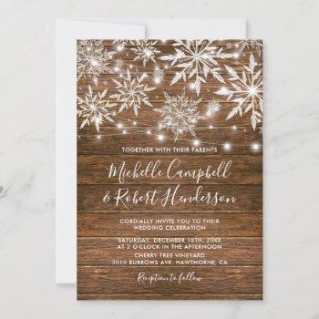 Small Rustic Snowflakes Barn Wood Winter Wedding Front View