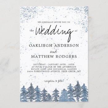 Small Rustic Snowy Winter Forest Wedding Front View