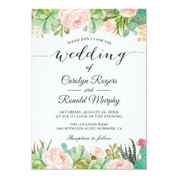 Small Rustic Succulent Cactus Blush Green Floral Wedding Front View