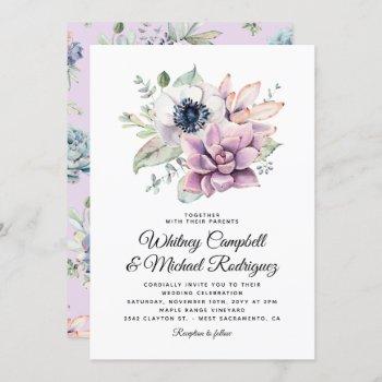 rustic succulent floral bloom wedding invitation