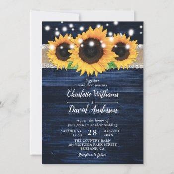 Small Rustic Sunflower And Navy Blue Wedding Front View