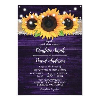 Small Rustic Sunflower And Purple Wedding Front View