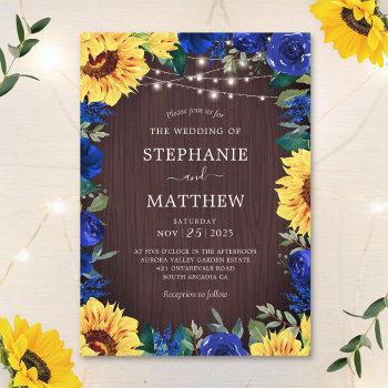 Small Rustic Sunflower Blue Floral Lights Wedding Front View