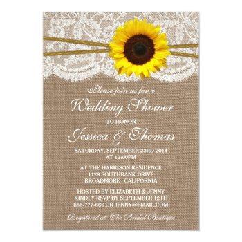 Small Rustic Sunflower On Burlap & Lace Wedding Shower Front View