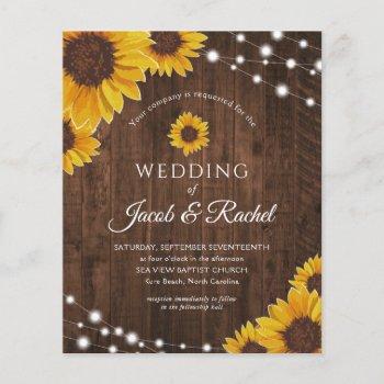 rustic sunflower string lights wedding invitation