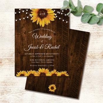 Small Rustic Sunflower String Lights Wedding Front View