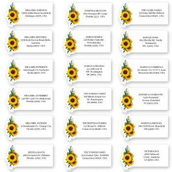 Small Rustic Sunflower Wedding Address Sticker Front View