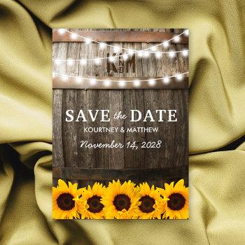 rustic sunflower wedding save the date announcement postcard