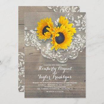 Small Rustic Sunflowers And Vintage Floral Lace Wedding Front View