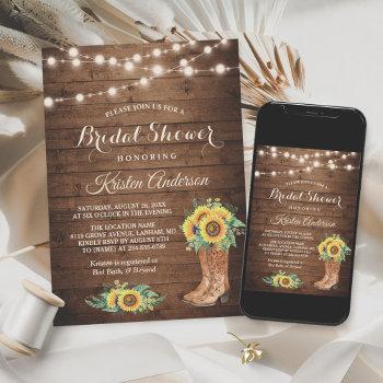 rustic sunflowers boots cowgirl bridal shower invitation
