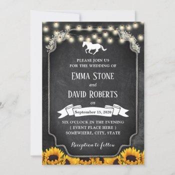 Small Rustic Sunflowers Chalkboard Horse Wedding Front View