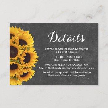 Small Rustic Sunflowers Chalkboard Wedding Details Front View