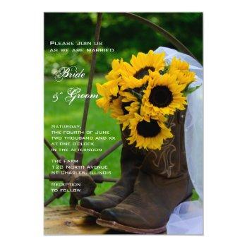 Small Rustic Sunflowers Cowboy Boots Country Wedding Front View