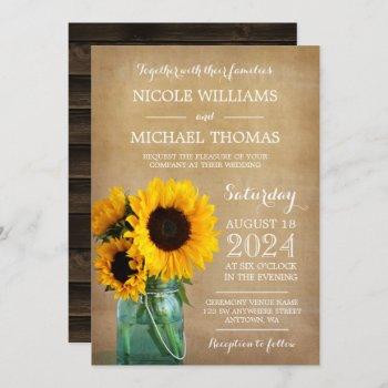 Small Rustic Sunflowers Mason Jar Country Wedding Front View