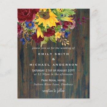 Small Rustic Sunflowers Yellow Burgundy Floral Wedding Front View