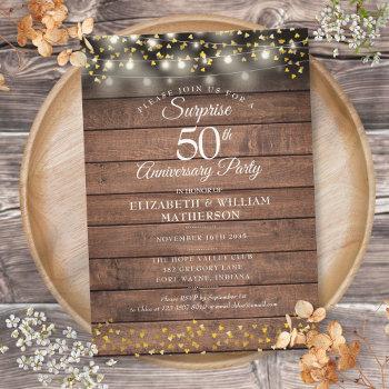 rustic surprise party 50th wedding anniversary  invitation
