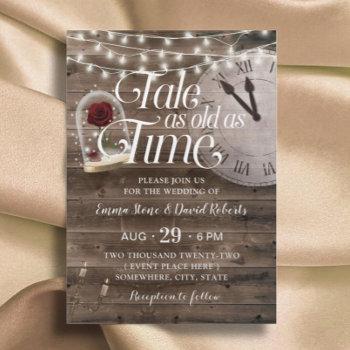 rustic tale as old as time fairytale wedding invitation