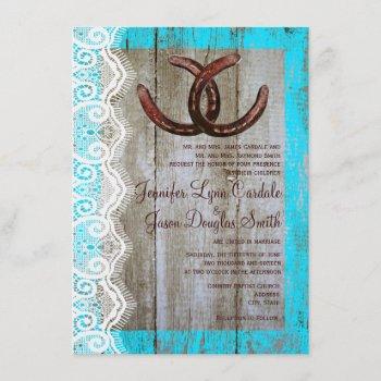 Small Rustic Teal Barn Wood Horseshoe Wedding Front View