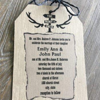 Small Rustic The Hunt Is Over Wedding Shown On Kraft Front View