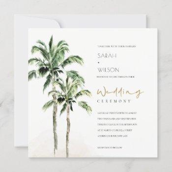 rustic tropical beach palm trees wedding invite