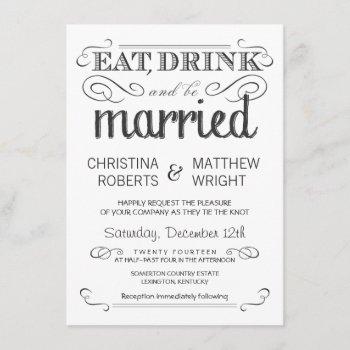 Small Rustic Typography Black & White Wedding Front View