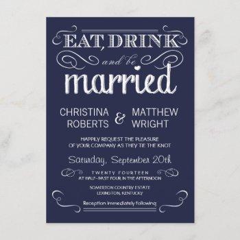 Small Rustic Typography Navy Blue Wedding Front View