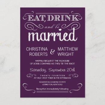 Small Rustic Typography Plum Purple Wedding Front View