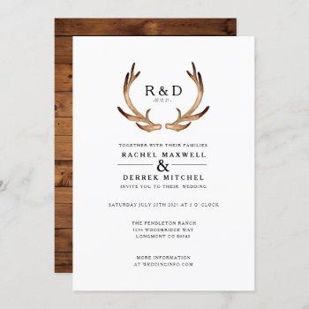 rustic watercolor antler | simple wedding invitation