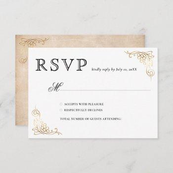 rustic watercolor elegant vineyard wedding rsvp card