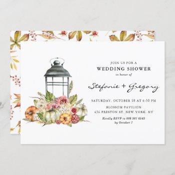 rustic watercolor fall lantern wedding shower  invitation